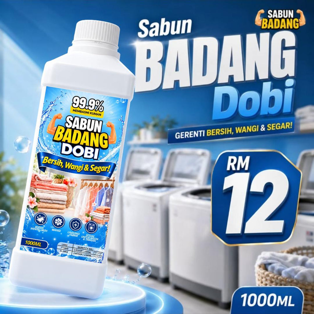 Sabun Badang Dobi Laundry Detergent Basuh Baju Bersih Wangi Lekat Tahan Lama 1L