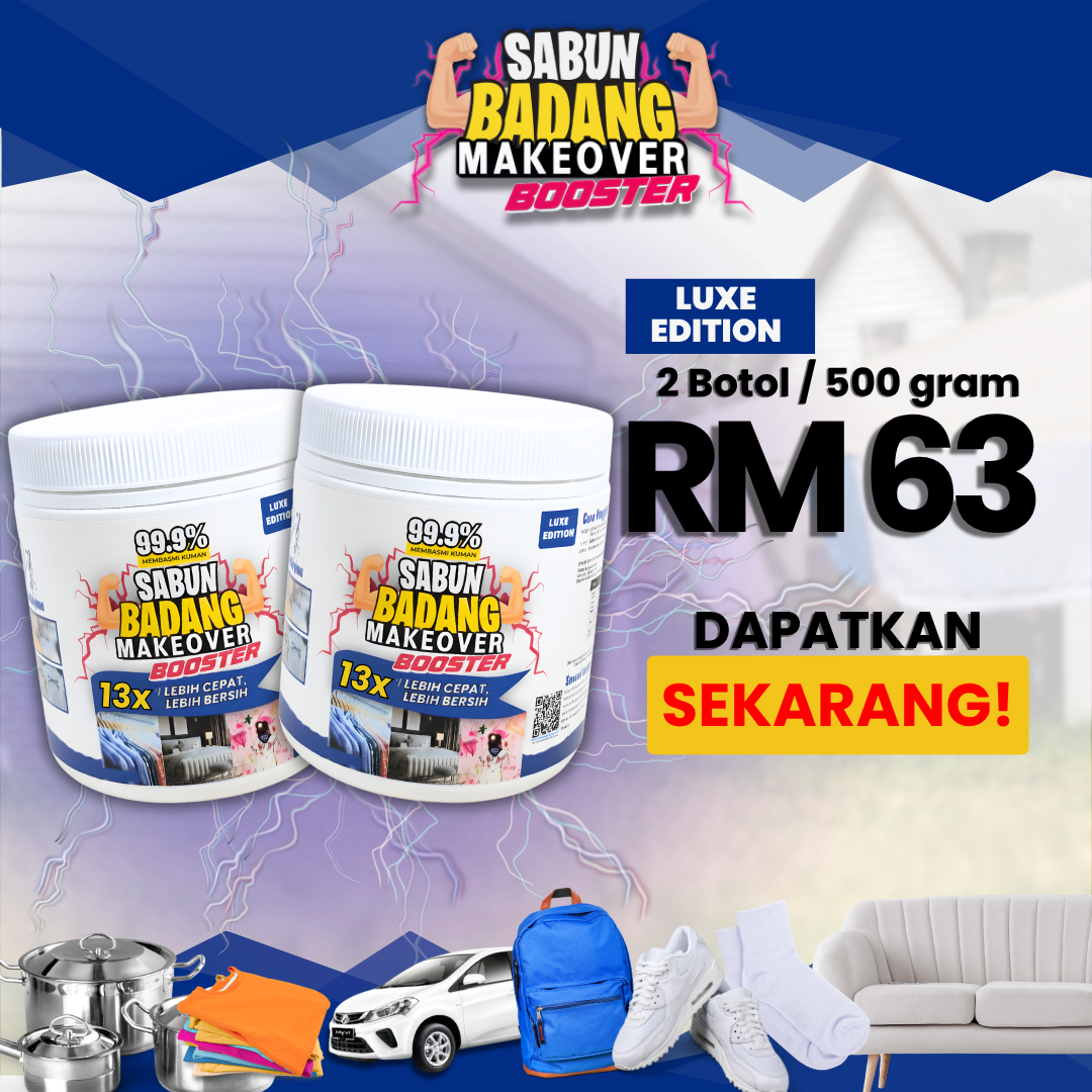 Badang Makeover Luxe Edition 500g Sabun Badang Bersih Cepat Berkesan Sesuai Untuk Semua Jenis Pakaian Rendam Tanpa Bau Hapak 13x Lebih Bersih