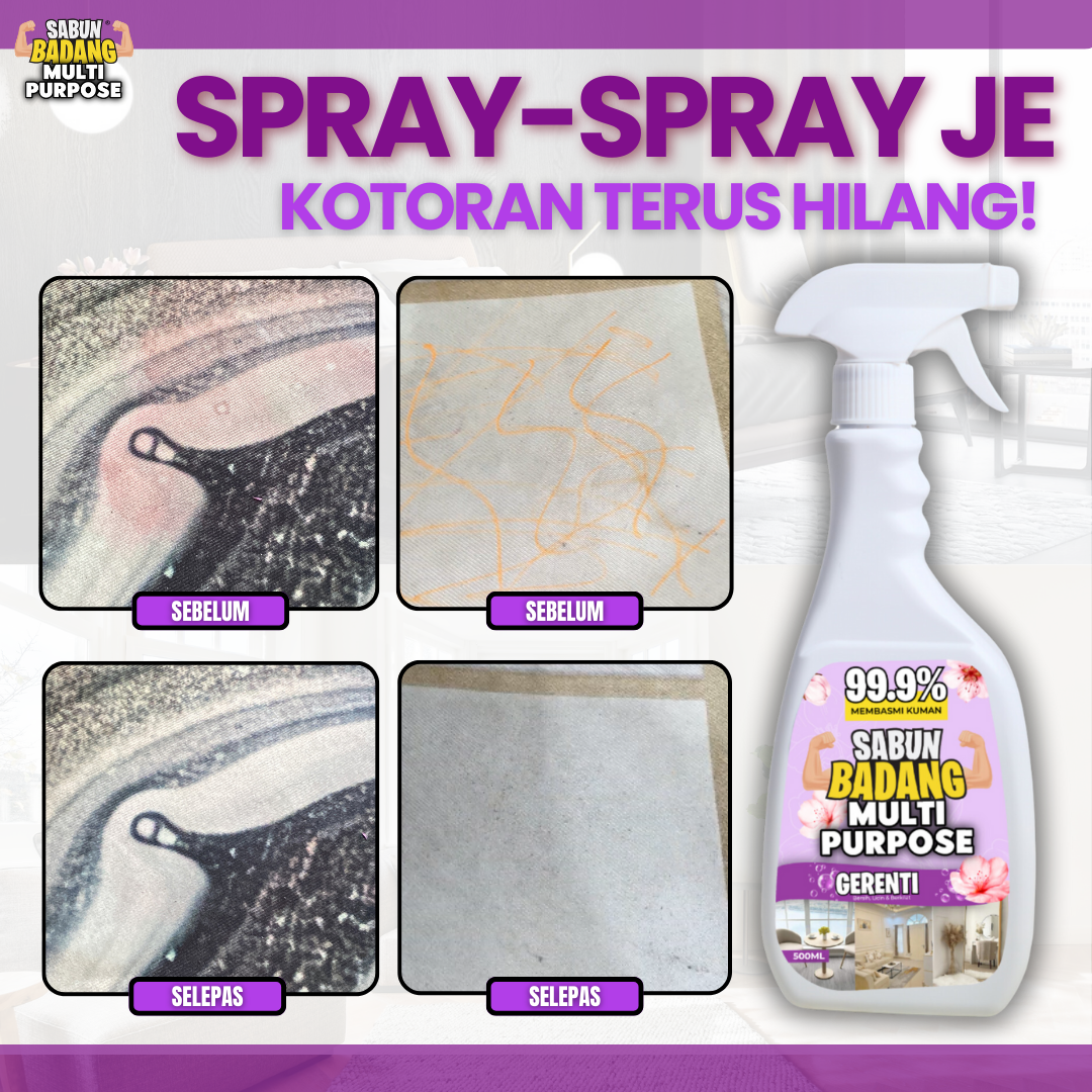 Spray multipurpose Sabun Badang Power Kesan Kotoran Tak Perlu Sental Sesuai Untuk Kesan Tompok hitam Di Kerusi Soda Car Seat Muntah Susu Kerusi Office Lipstick Tompoh Putih Sofa Velvet