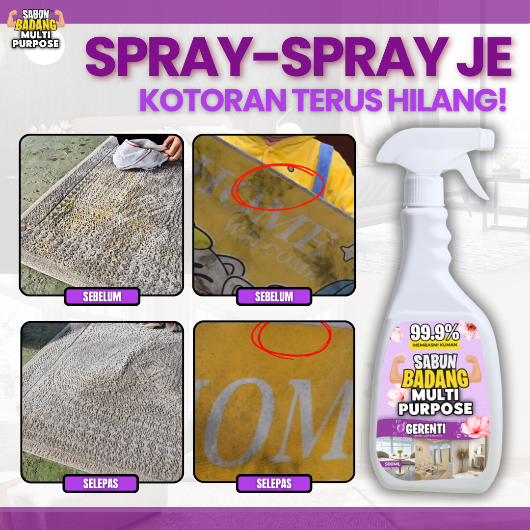Spray multipurpose Sabun Badang Power Kesan Kotoran Tak Perlu Sental Sesuai Untuk Kesan Tompok hitam Di Kerusi Soda Car Seat Muntah Susu Kerusi Office Lipstick Tompoh Putih Sofa Velvet