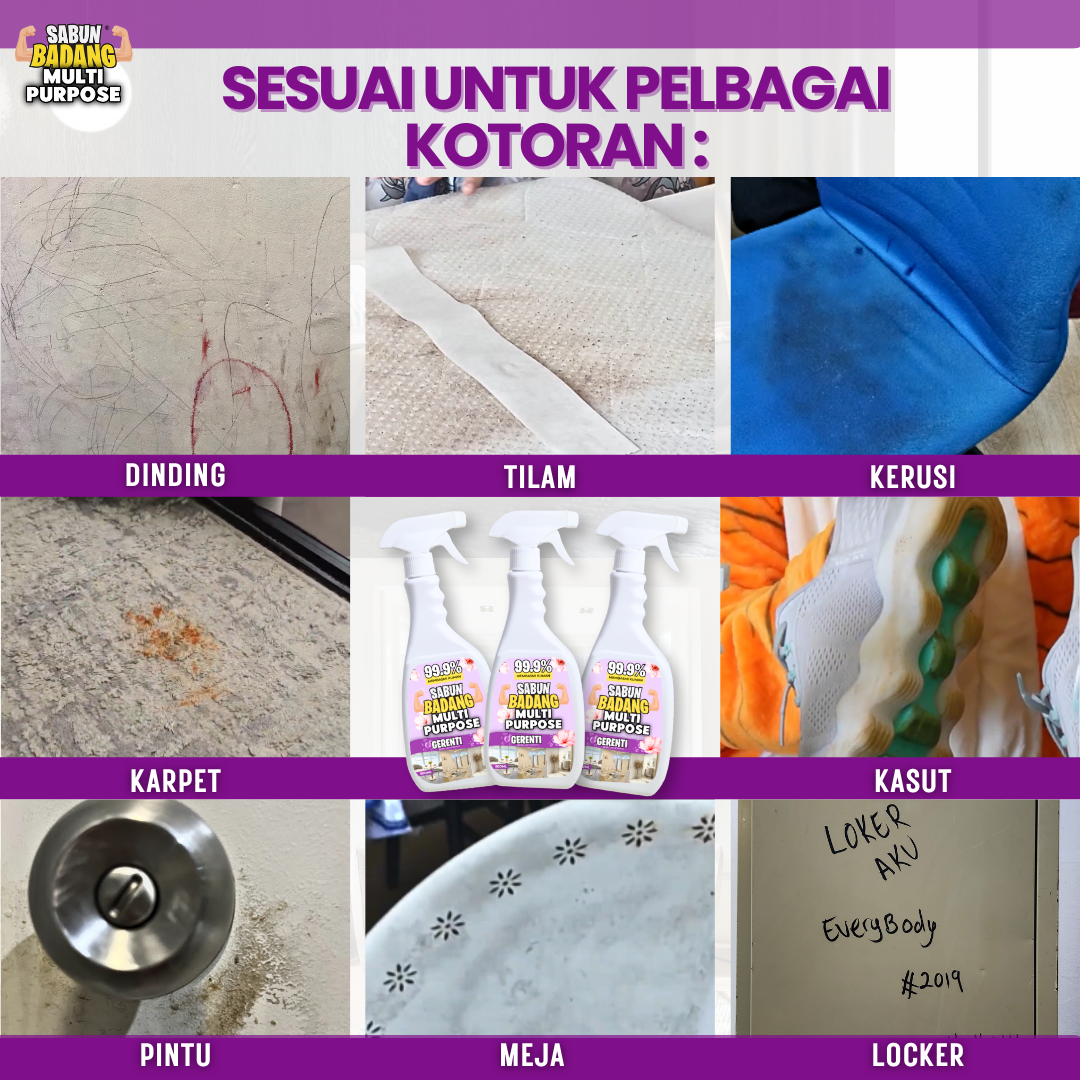 Spray multipurpose Sabun Badang Power Kesan Kotoran Tak Perlu Sental Sesuai Untuk Kesan Tompok hitam Di Kerusi Soda Car Seat Muntah Susu Kerusi Office Lipstick Tompoh Putih Sofa Velvet