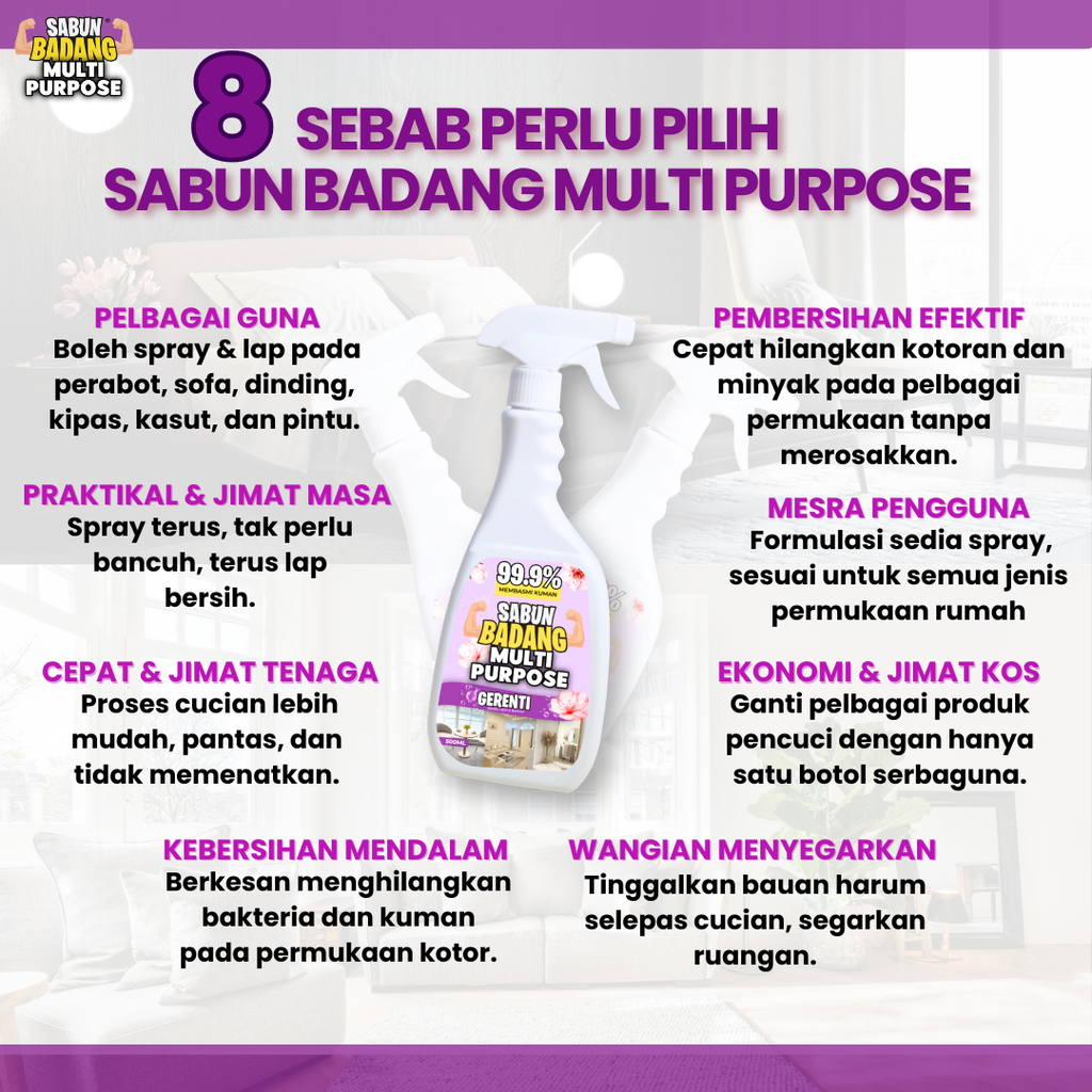 Spray multipurpose Sabun Badang Power Kesan Kotoran Tak Perlu Sental Sesuai Untuk Kesan Tompok hitam Di Kerusi Soda Car Seat Muntah Susu Kerusi Office Lipstick Tompoh Putih Sofa Velvet