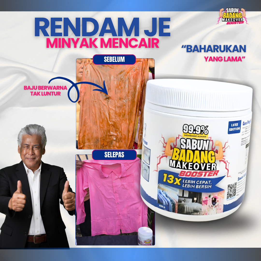 Badang Makeover Luxe Edition 500g Sabun Badang Bersih Cepat Berkesan Sesuai Untuk Semua Jenis Pakaian Rendam Tanpa Bau Hapak 13x Lebih Bersih