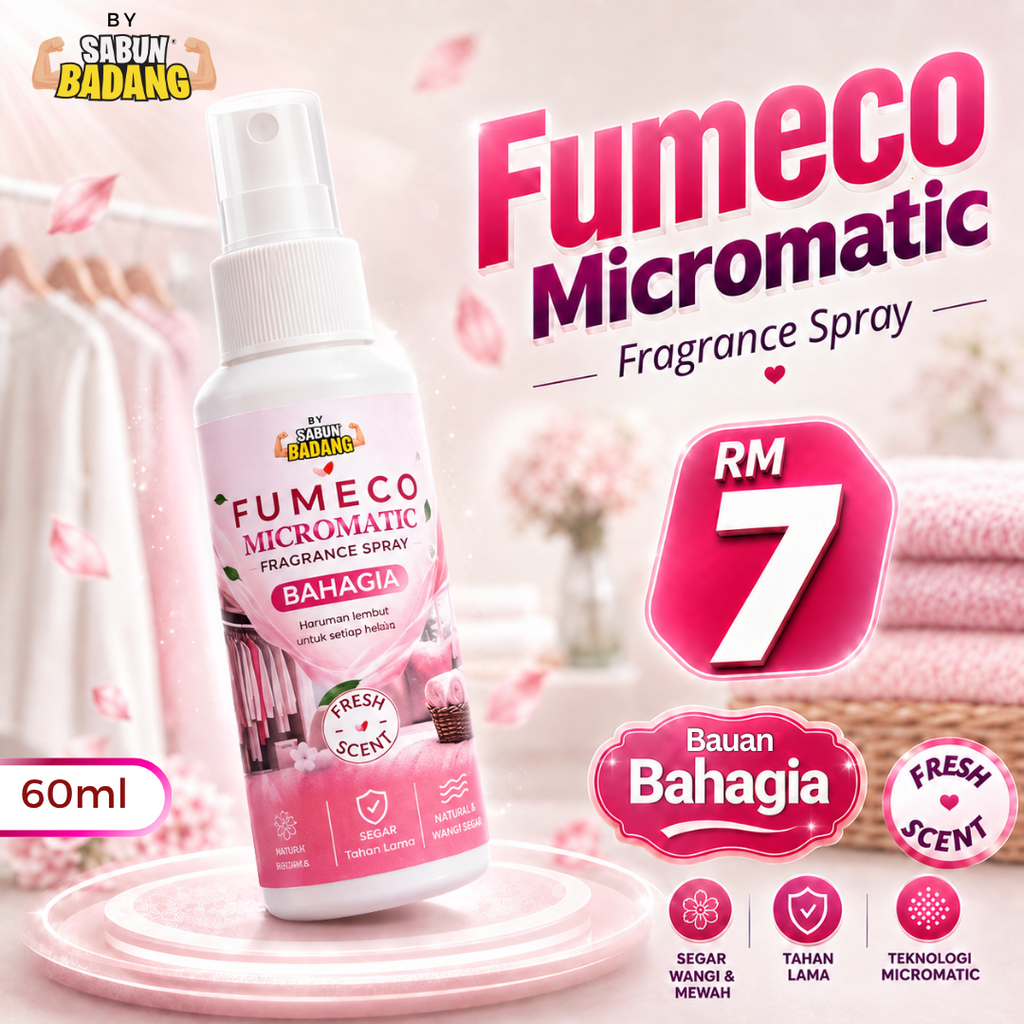 SPRAY FUMECO MICROMATIC BAHAGIA- FRAGRANCE SPRAY BY SABUN BADANG