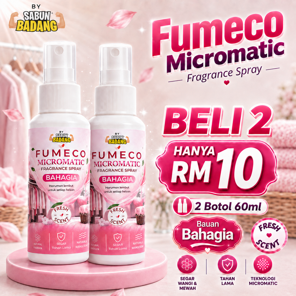 SPRAY FUMECO MICROMATIC BAHAGIA- FRAGRANCE SPRAY BY SABUN BADANG