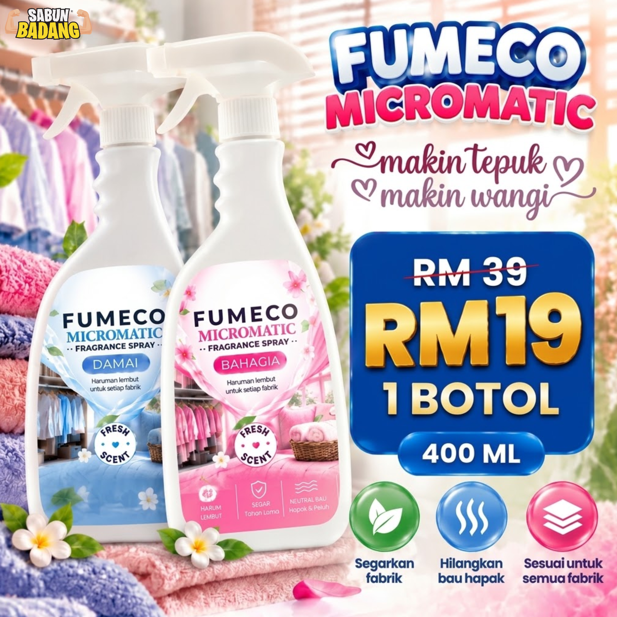 Sabun Badang Fumeco Micromatic 400ML Fragrance Spray Pewangi