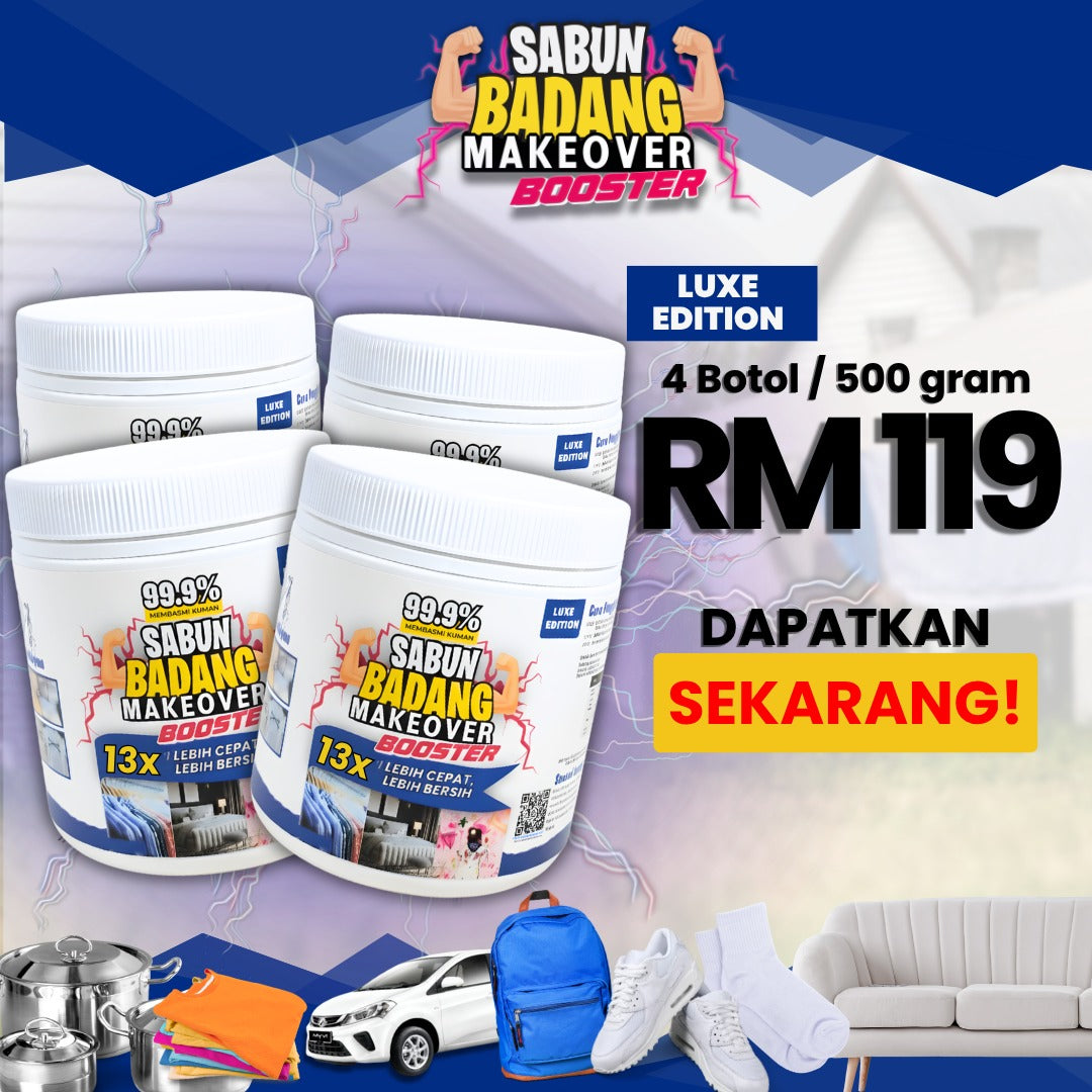 Badang Makeover Luxe Edition 500g Sabun Badang Bersih Cepat Berkesan Sesuai Untuk Semua Jenis Pakaian Rendam Tanpa Bau Hapak 13x Lebih Bersih