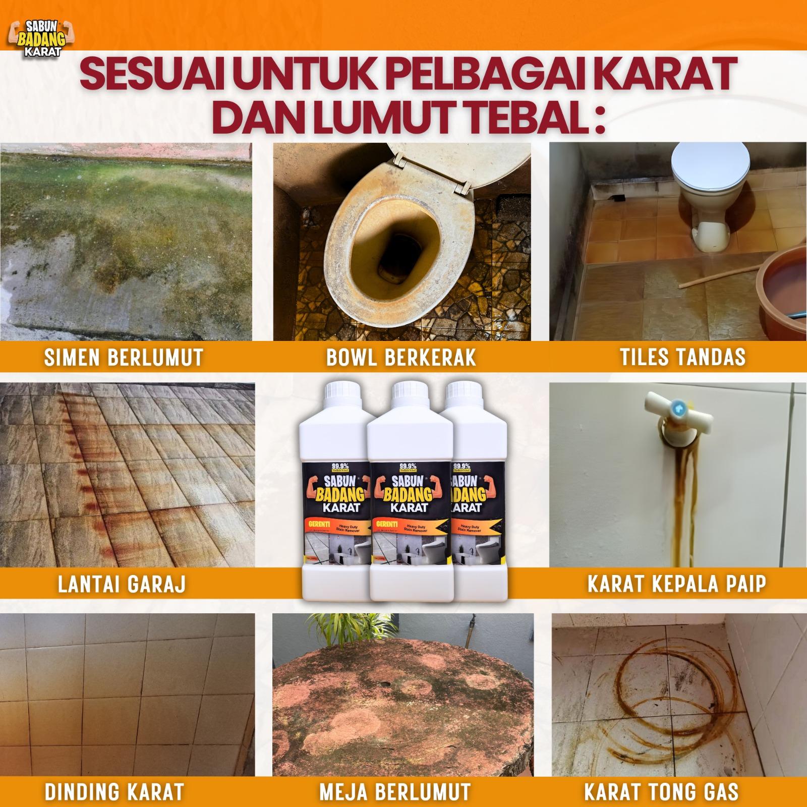 Sabun Badang Karat Viral Power Magic Instant Stain Remover Cleaner Rust Mold Lumut Kesan Daki Bintik Hitam Degil Scum Watermark Air Boring Cat Kotoran Mozaic Mozek Lantai Bathroom Bowl Tong Gas Paip Meja Batu Bengkel Dinding Pool Rumah Banjir Toilet