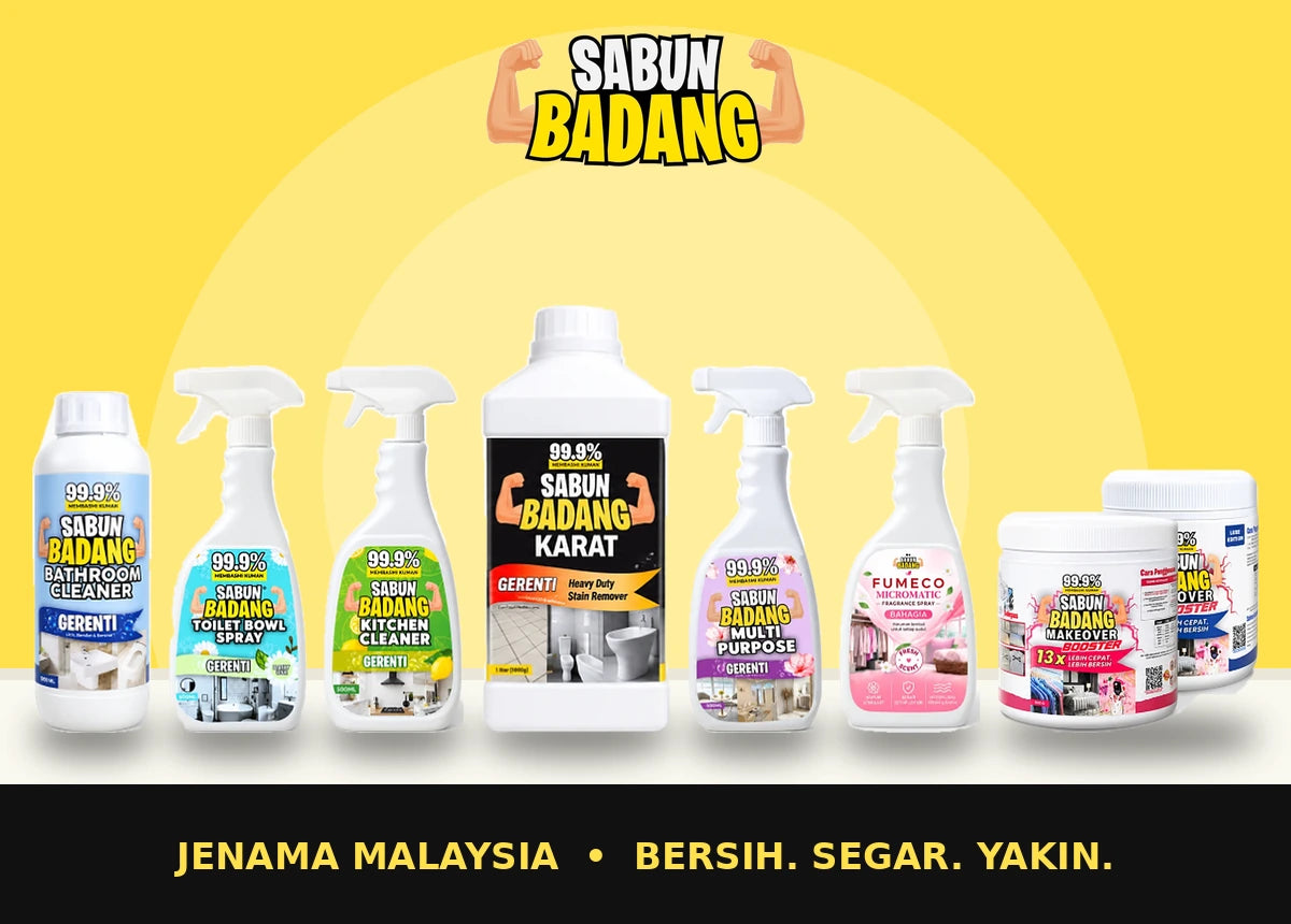 Produk Sabun Badang HQ: Bathroom Cleaner, Toilet Bowl Spray, Kitchen Cleaner, Karat, Multi Purpose, Fumeco dan Makeover Booster